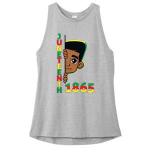 Juneteenth Celebrating 1865 Cool Brown Skin King Boy Ladies PosiCharge Tri-Blend Wicking Tank