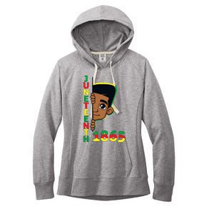 Juneteenth Celebrating 1865 Cool Brown Skin King Boy Women's Fleece Hoodie