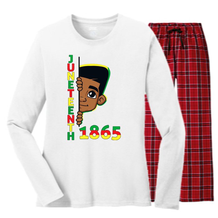 Juneteenth Celebrating 1865 Cool Brown Skin King Boy Women's Long Sleeve Flannel Pajama Set 