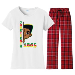 Juneteenth Celebrating 1865 Cool Brown Skin King Boy Women's Flannel Pajama Set