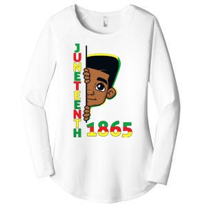 Juneteenth Celebrating 1865 Cool Brown Skin King Boy Women's Perfect Tri Tunic Long Sleeve Shirt