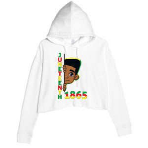 Juneteenth Celebrating 1865 Cool Brown Skin King Boy Crop Fleece Hoodie