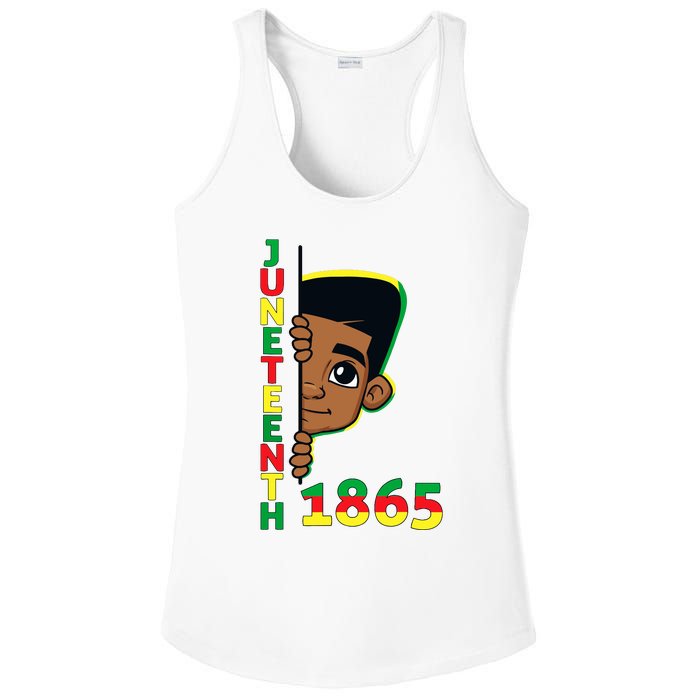 Juneteenth Celebrating 1865 Cool Brown Skin King Boy Ladies PosiCharge Competitor Racerback Tank