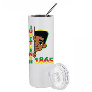 Juneteenth Celebrating 1865 Cool Brown Skin King Boy Stainless Steel Tumbler