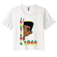 Juneteenth Celebrating 1865 Cool Brown Skin King Boy Women's Crop Top Tee