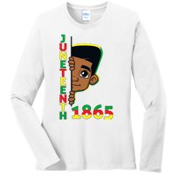 Juneteenth Celebrating 1865 Cool Brown Skin King Boy Ladies Long Sleeve Shirt