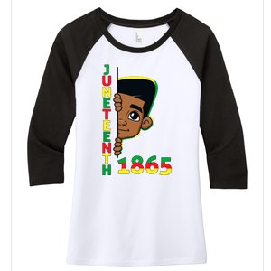 Juneteenth Celebrating 1865 Cool Brown Skin King Boy Women's Tri-Blend 3/4-Sleeve Raglan Shirt