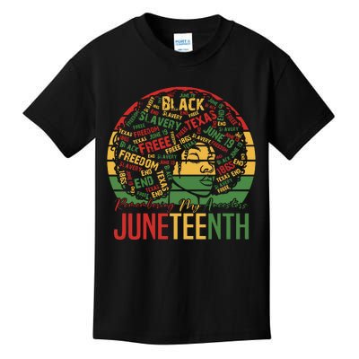 Juneteenth Celebrate 1865 Afro Woman Kids T-Shirt