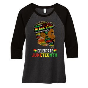 Juneteenth Celebrate 1865 Freedom Black King Fathers Day Women's Tri-Blend 3/4-Sleeve Raglan Shirt