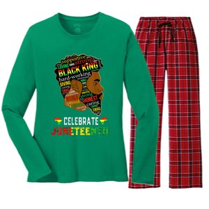 Juneteenth Celebrate 1865 Freedom Black King Fathers Day Women's Long Sleeve Flannel Pajama Set 