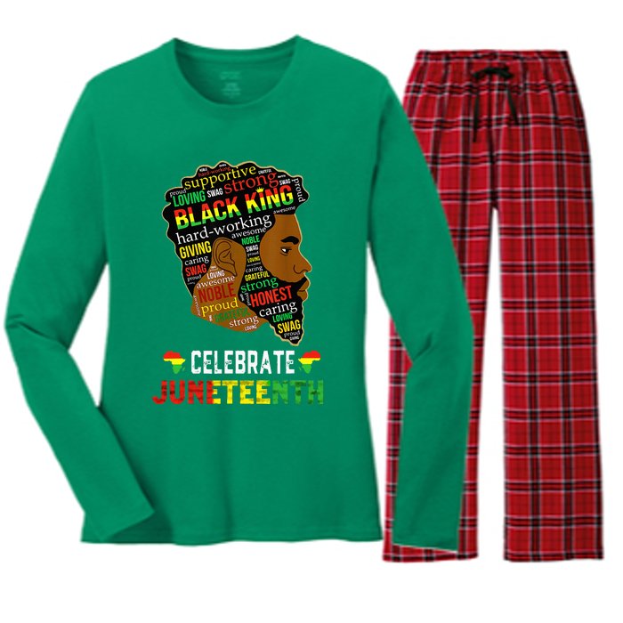 Juneteenth Celebrate 1865 Freedom Black King Fathers Day Women's Long Sleeve Flannel Pajama Set 