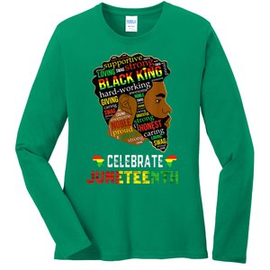 Juneteenth Celebrate 1865 Freedom Black King Fathers Day Ladies Long Sleeve Shirt