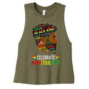 Juneteenth Celebrate 1865 Freedom Black King Fathers Day Women's Racerback Cropped Tank