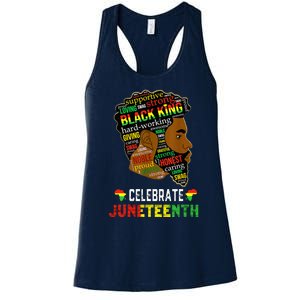 Juneteenth Celebrate 1865 Freedom Black King Fathers Day Women's Racerback Tank