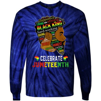 Juneteenth Celebrate 1865 Freedom Black King Fathers Day Tie-Dye Long Sleeve Shirt