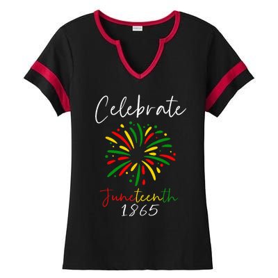 Juneteenth Celebrate 1865 Black History African American Ladies Halftime Notch Neck Tee