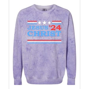 Jesus Christ 2024 President Usa Election Political Parody Colorblast Crewneck Sweatshirt