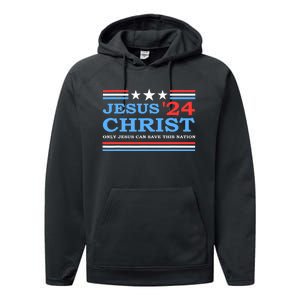 Jesus Christ 2024 President Usa Election Political Parody Performance Fleece Hoodie