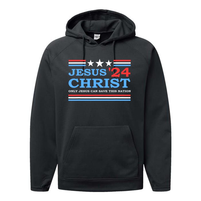 Jesus Christ 2024 President Usa Election Political Parody Performance Fleece Hoodie