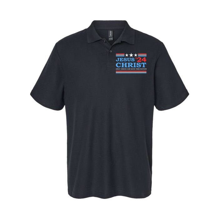 Jesus Christ 2024 President Usa Election Political Parody Softstyle Adult Sport Polo