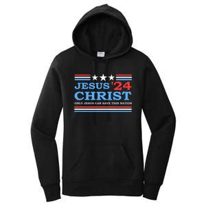 Jesus Christ 2024 President Usa Election Political Parody Women's Pullover Hoodie