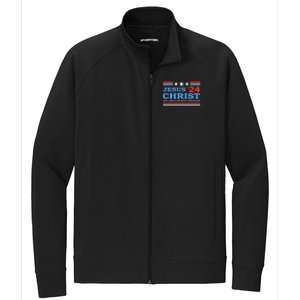 Jesus Christ 2024 President Usa Election Political Parody Stretch Full-Zip Cadet Jacket