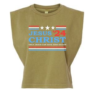 Jesus Christ 2024 President Usa Election Political Parody Garment-Dyed Women's Muscle Tee