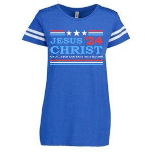 Jesus Christ 2024 President Usa Election Political Parody Enza Ladies Jersey Football T-Shirt