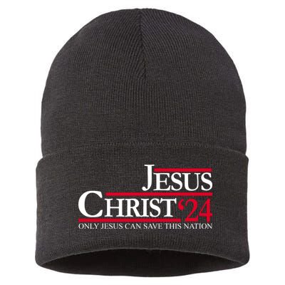 Jesus Christ 2024 Only Jesus Can Save This Nation Sustainable Knit Beanie