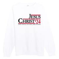 Jesus Christ 2024 Only Jesus Can Save This Nation Premium Crewneck Sweatshirt