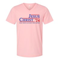 Jesus Christ 24 Only Jesus Can Save This Nation V-Neck T-Shirt