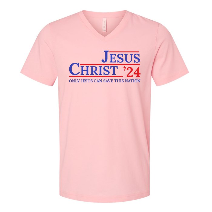 Jesus Christ 24 Only Jesus Can Save This Nation V-Neck T-Shirt