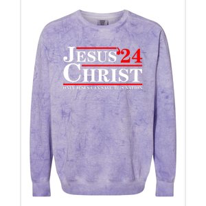 Jesus Christ 2024 Only Jesus Can Save This Nation Colorblast Crewneck Sweatshirt