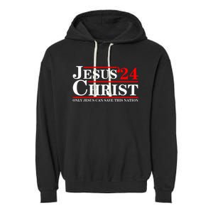 Jesus Christ 2024 Only Jesus Can Save This Nation Garment-Dyed Fleece Hoodie