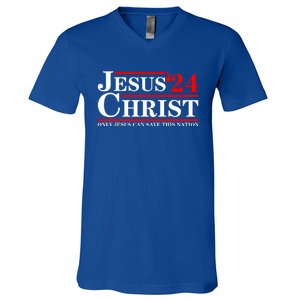 Jesus Christ 2024 Only Jesus Can Save This Nation V-Neck T-Shirt