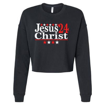 Jesus Christ 2024 Political Election Parody Cropped Pullover Crew