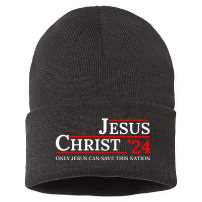 Jesus Christ 24 Only Jesus Can Save This Nation Sustainable Knit Beanie