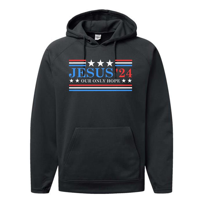 Jesus Christ 2024 President Usa Election Political Parody Performance Fleece Hoodie