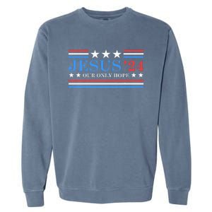 Jesus Christ 2024 President Usa Election Political Parody Garment-Dyed Sweatshirt