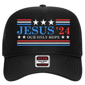 Jesus Christ 2024 President Usa Election Political Parody High Crown Mesh Back Trucker Hat