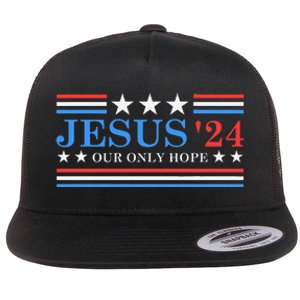 Jesus Christ 2024 President Usa Election Political Parody Flat Bill Trucker Hat