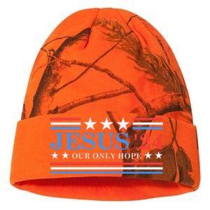 Jesus Christ 2024 President Usa Election Political Parody Kati Licensed 12" Camo Beanie