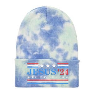 Jesus Christ 2024 President Usa Election Political Parody Tie Dye 12in Knit Beanie