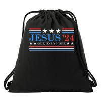 Jesus Christ 2024 President Usa Election Political Parody Drawstring Bag