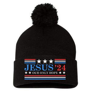 Jesus Christ 2024 President Usa Election Political Parody Pom Pom 12in Knit Beanie