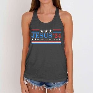 Jesus Christ 2024 President Usa Election Political Parody Women's Knotted Racerback Tank