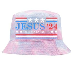 Jesus Christ 2024 President Usa Election Political Parody Tie-Dyed Bucket Hat