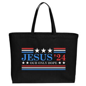 Jesus Christ 2024 President Usa Election Political Parody Cotton Canvas Jumbo Tote