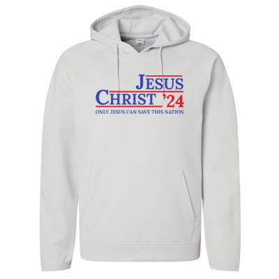 Jesus Christ 24 Only Jesus Can Save This Nation Performance Fleece Hoodie