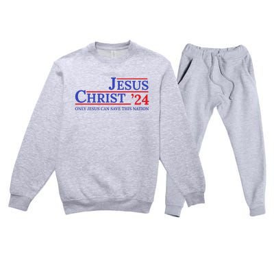 Jesus Christ 24 Only Jesus Can Save This Nation Premium Crewneck Sweatsuit Set